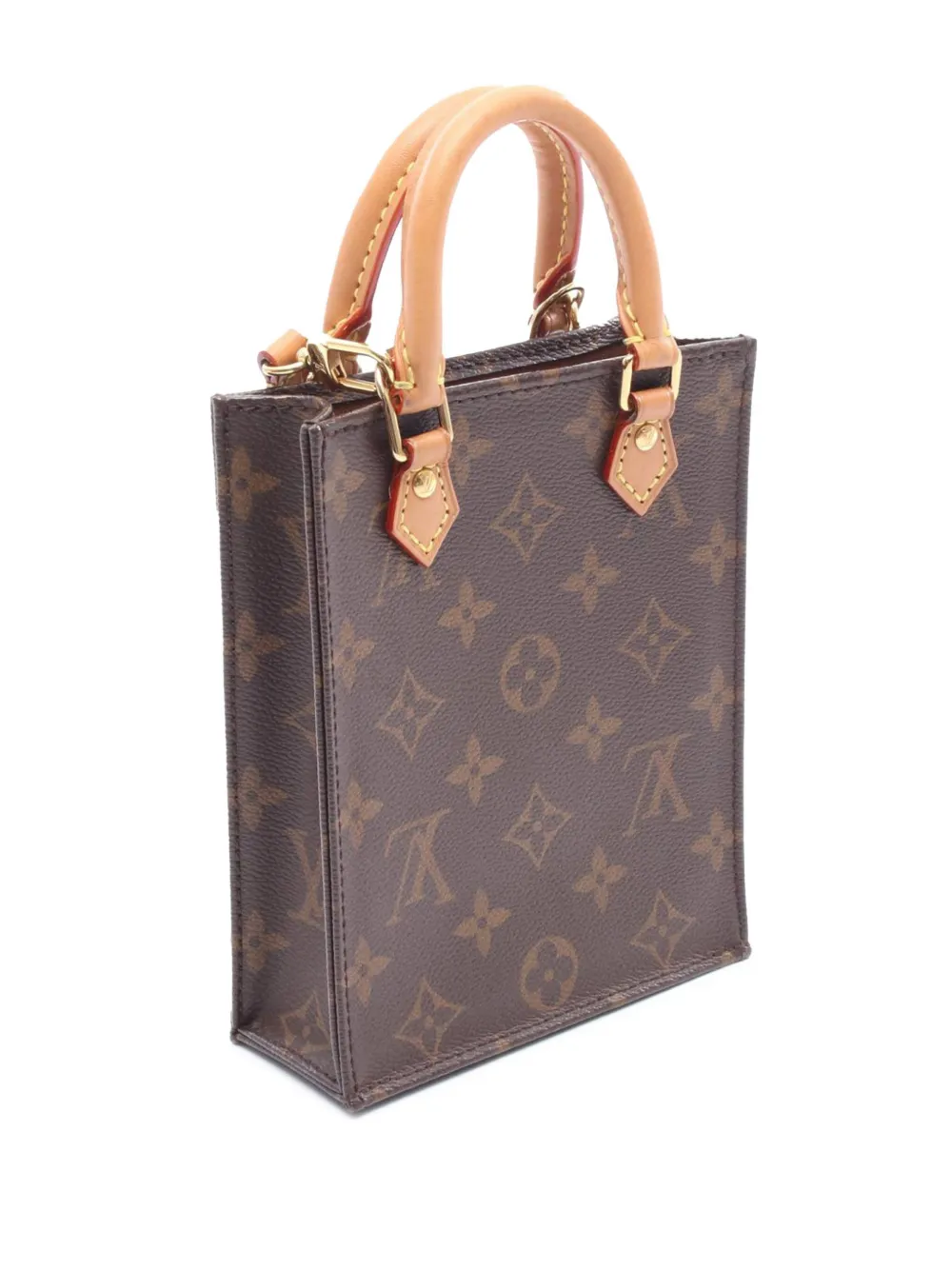 Pre-owned Louis Vuitton 2020 Monogram Petit Sac Plat Satchel In Brown