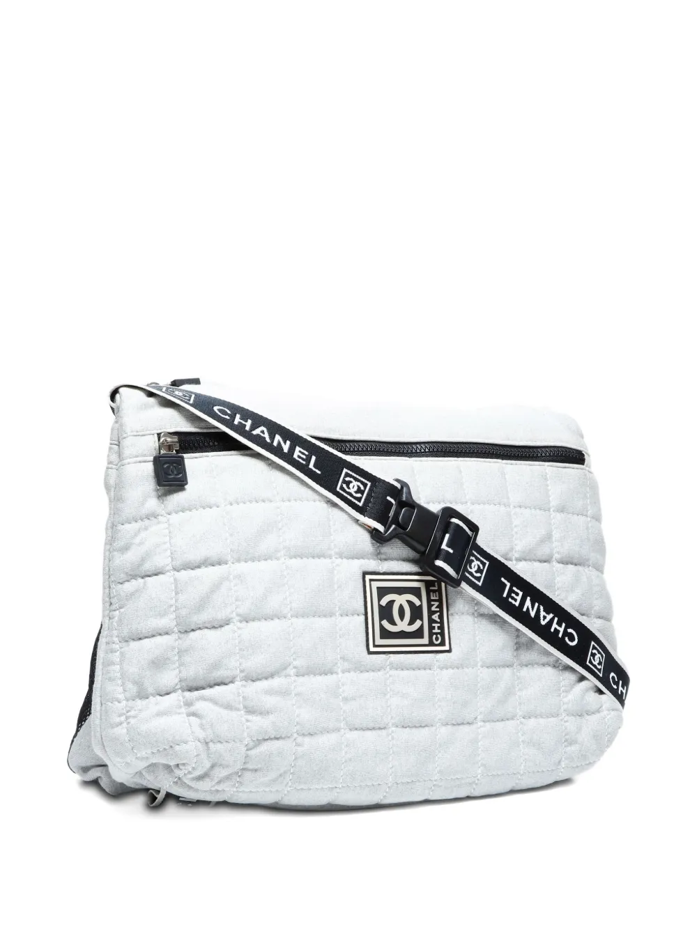 Pre-owned Chanel 2004-2005 Quilted Sport Line Shoulder Bag In Gray