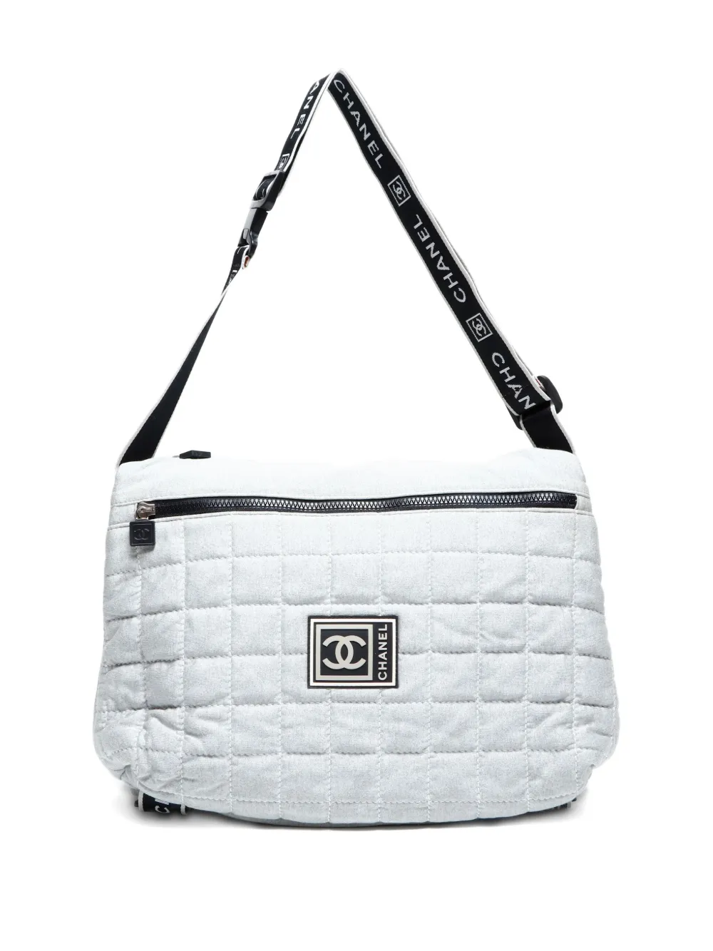 Pre-owned Chanel 2004-2005 Quilted Sport Line Shoulder Bag In Gray
