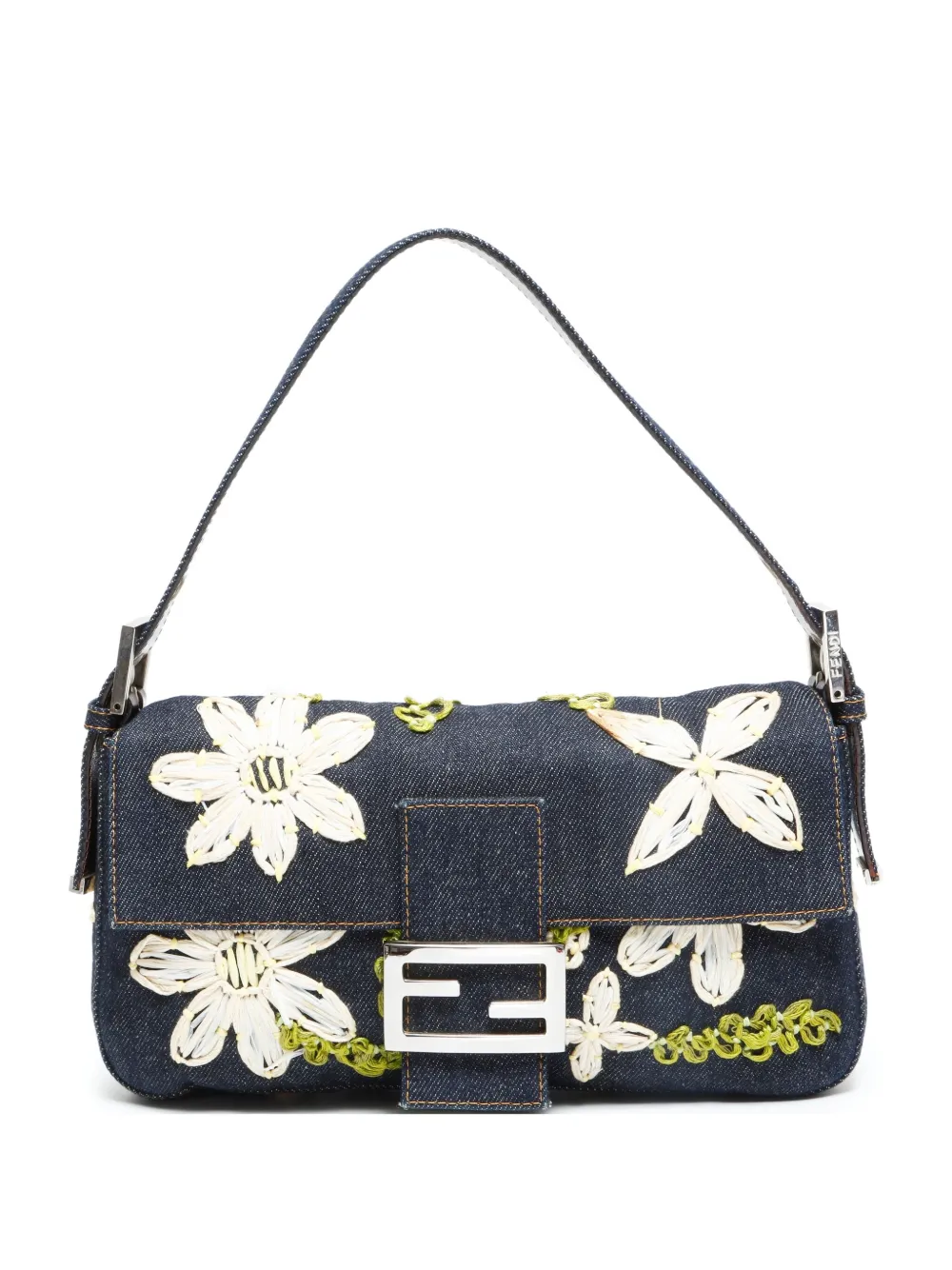 Fendi Pre-Owned 2000-2015 flower mamma baguette shoulder bag | Blue | Image 1