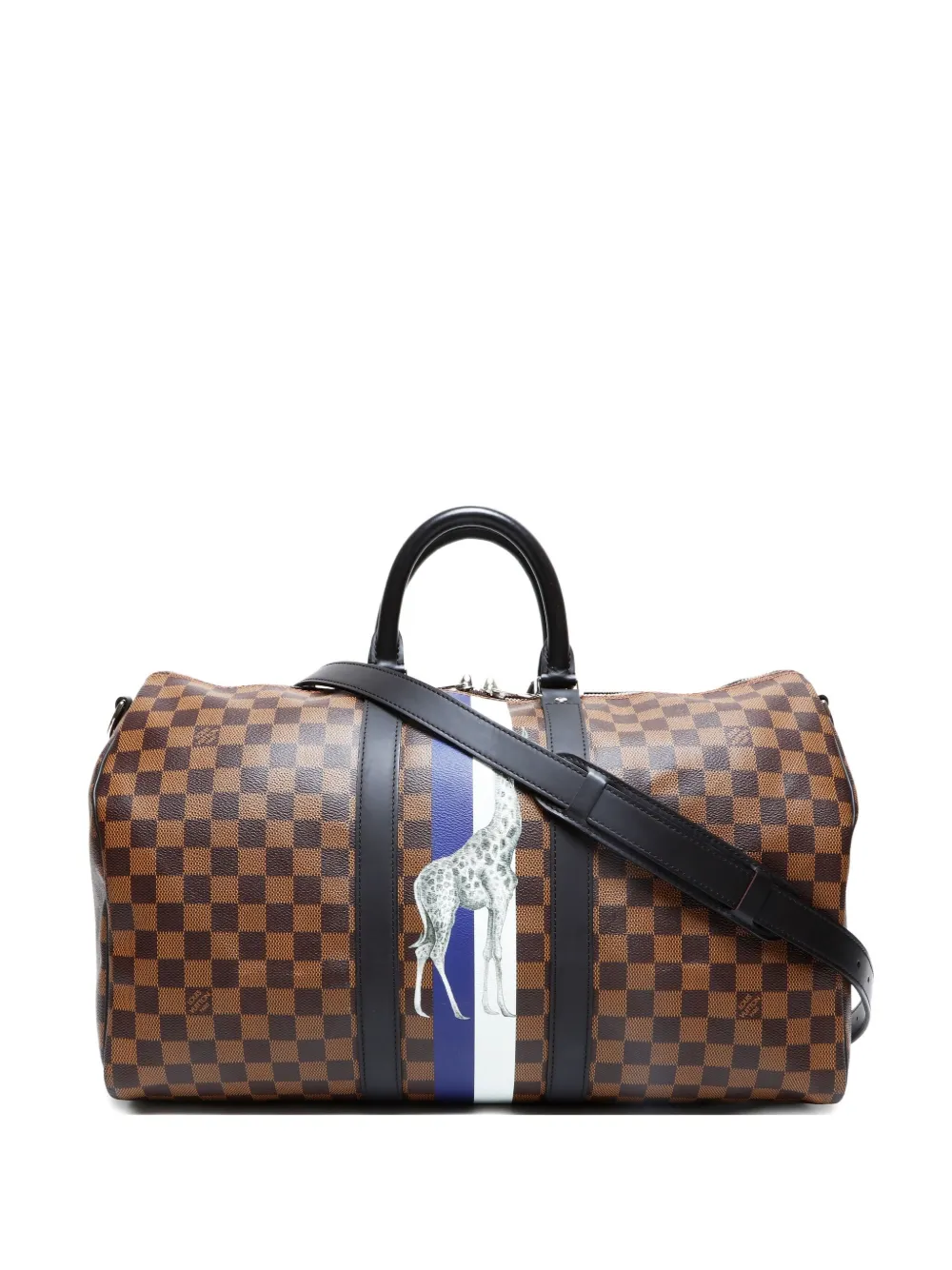 Pre-owned Louis Vuitton Damier Chapman Brothers 2016 Keepall Bandouliere 45 Bag In Brown