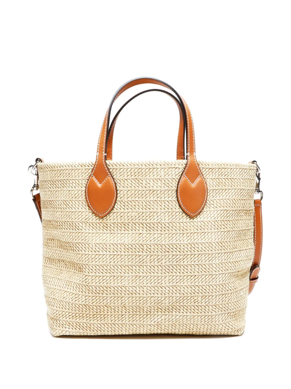 Pre-owned Gucci 2020-2025s Logo Raffia 2way Bag In Neutral