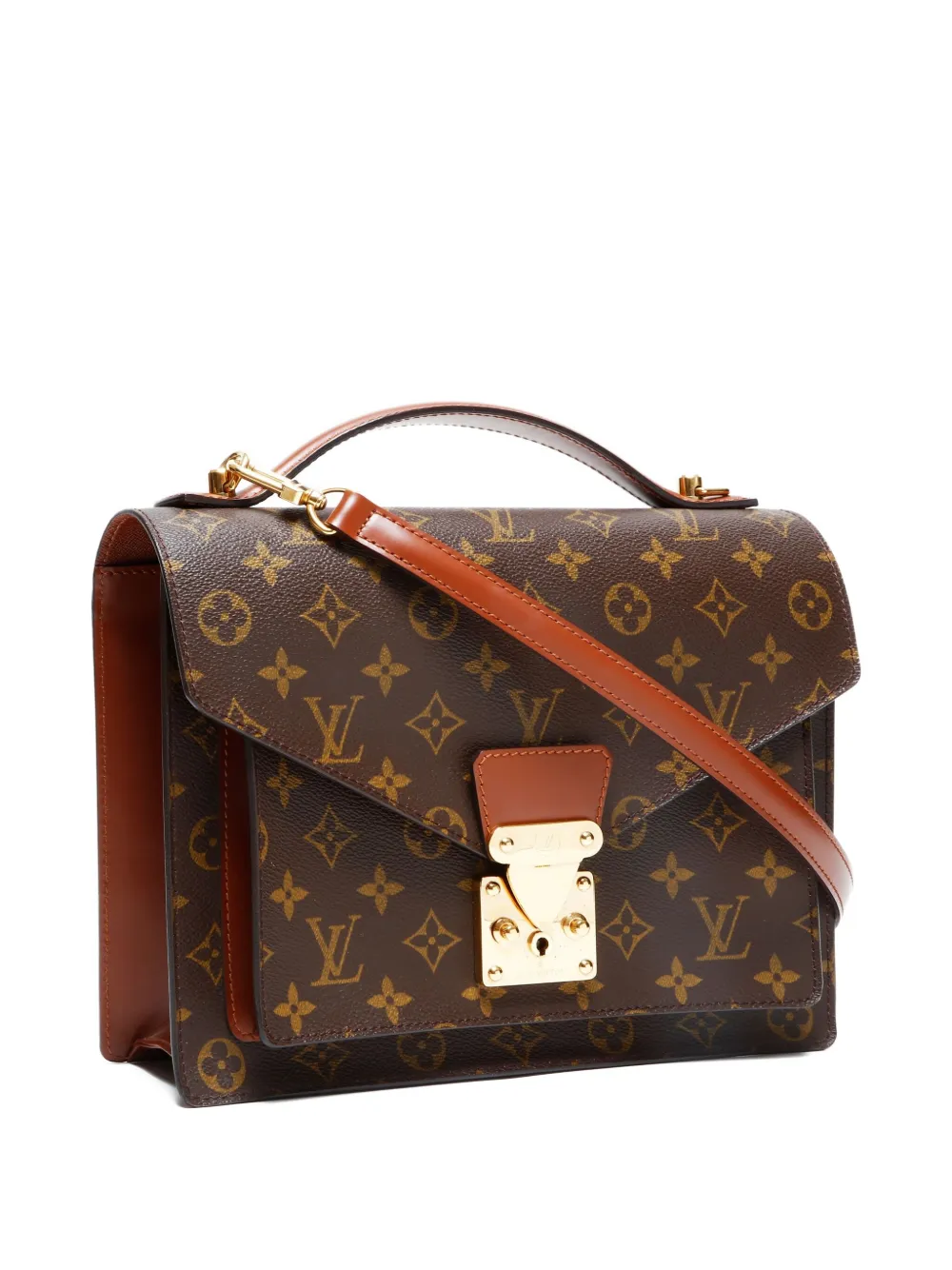 Pre-owned Louis Vuitton 2003 Monogram Monceau Hand Bag In Brown