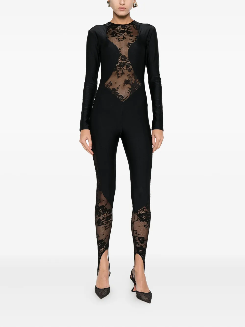 Mazzei Lace-panel Jumpsuit In Black