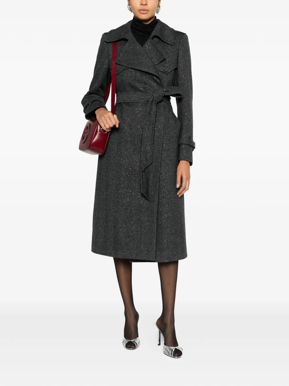 Tagliatore Belted Carola Coat In Blue