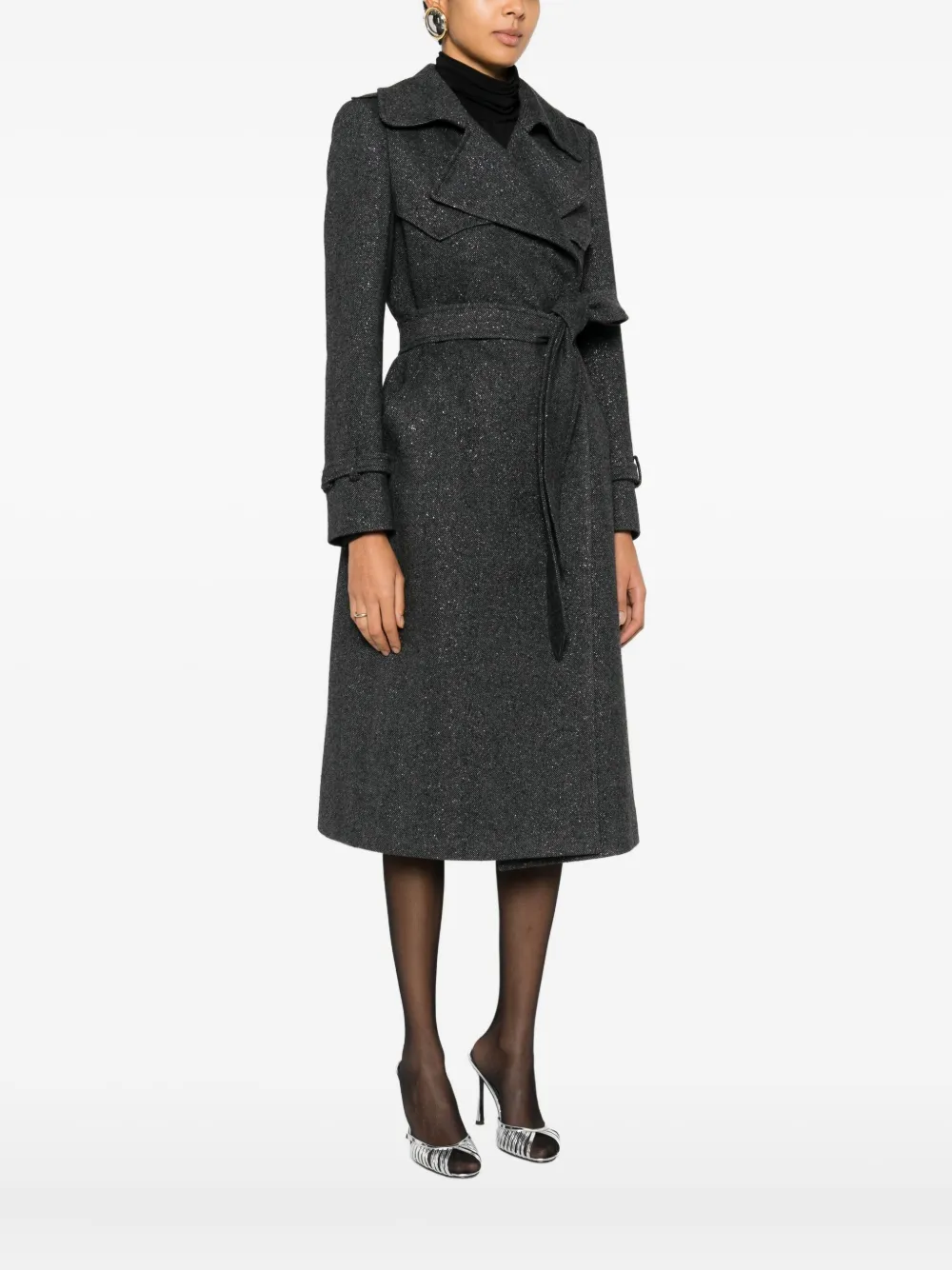 Tagliatore Belted Carola Coat In Blue