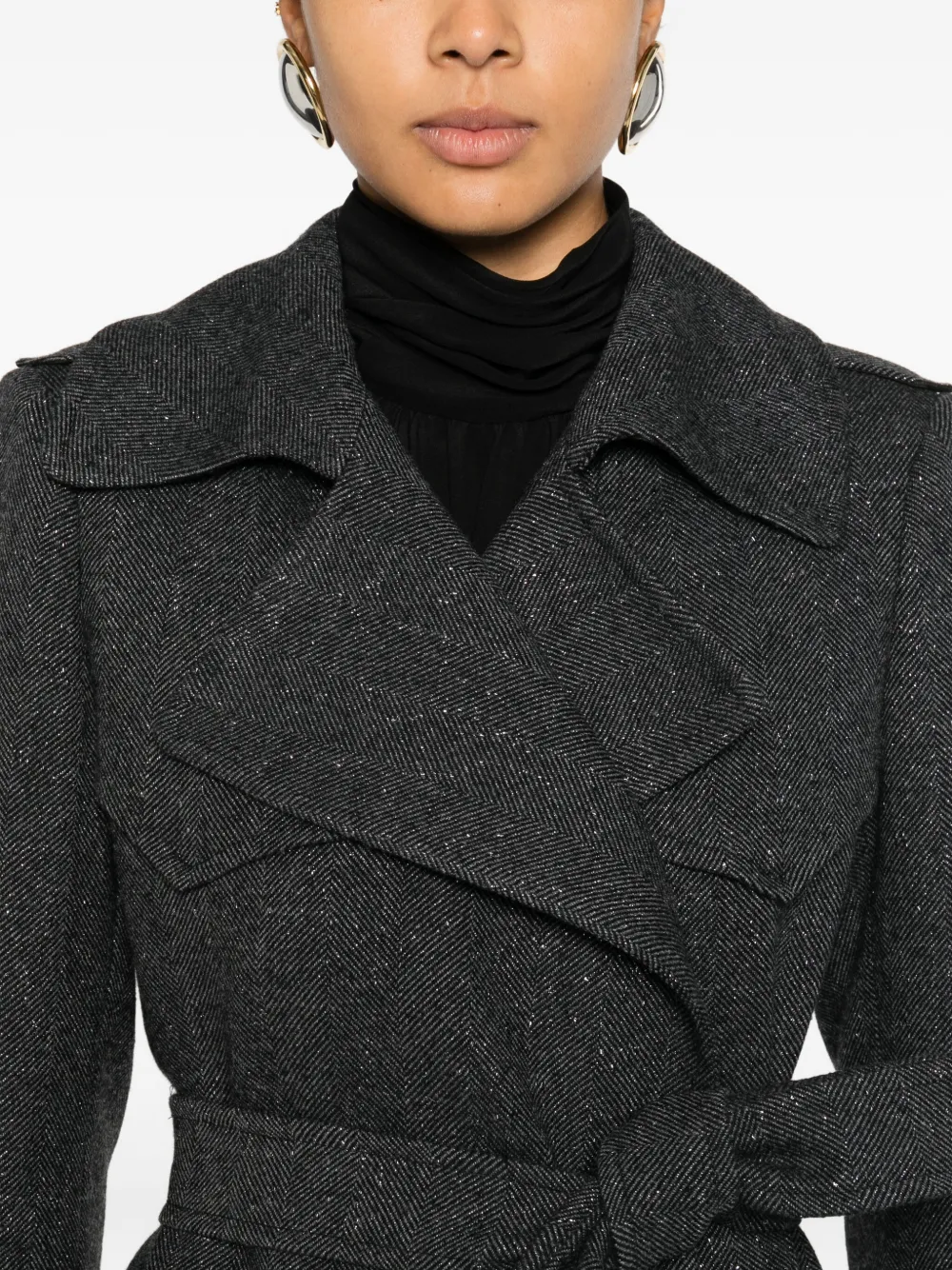 Tagliatore Belted Carola Coat In Blue