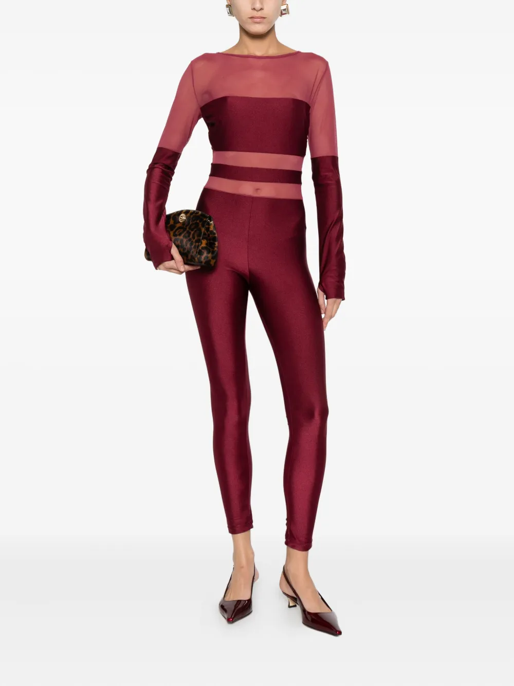 Mazzei Jumpsuit met mesh vlakken - Rood