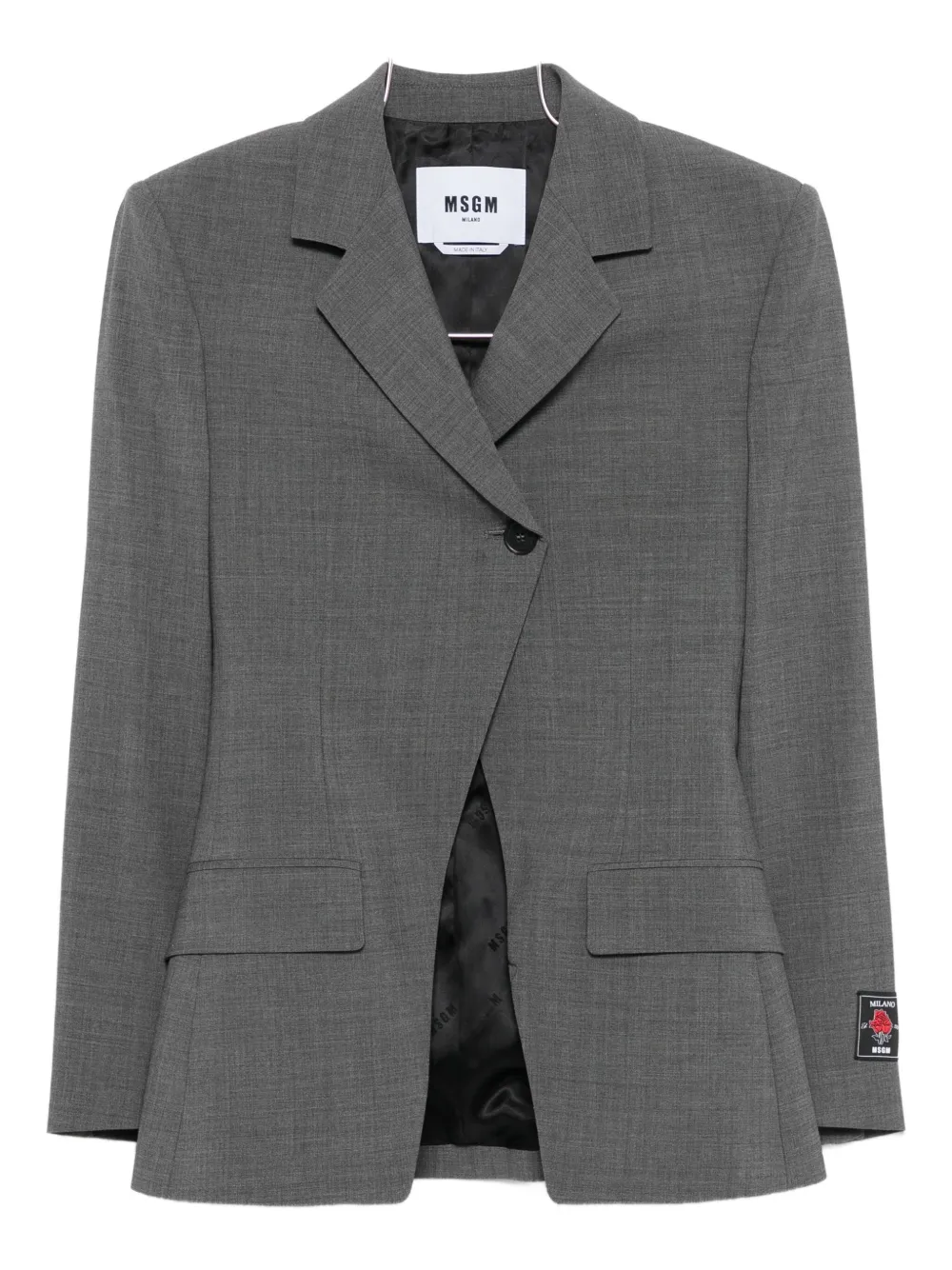 Msgm Single-breasted Blazer In Gray