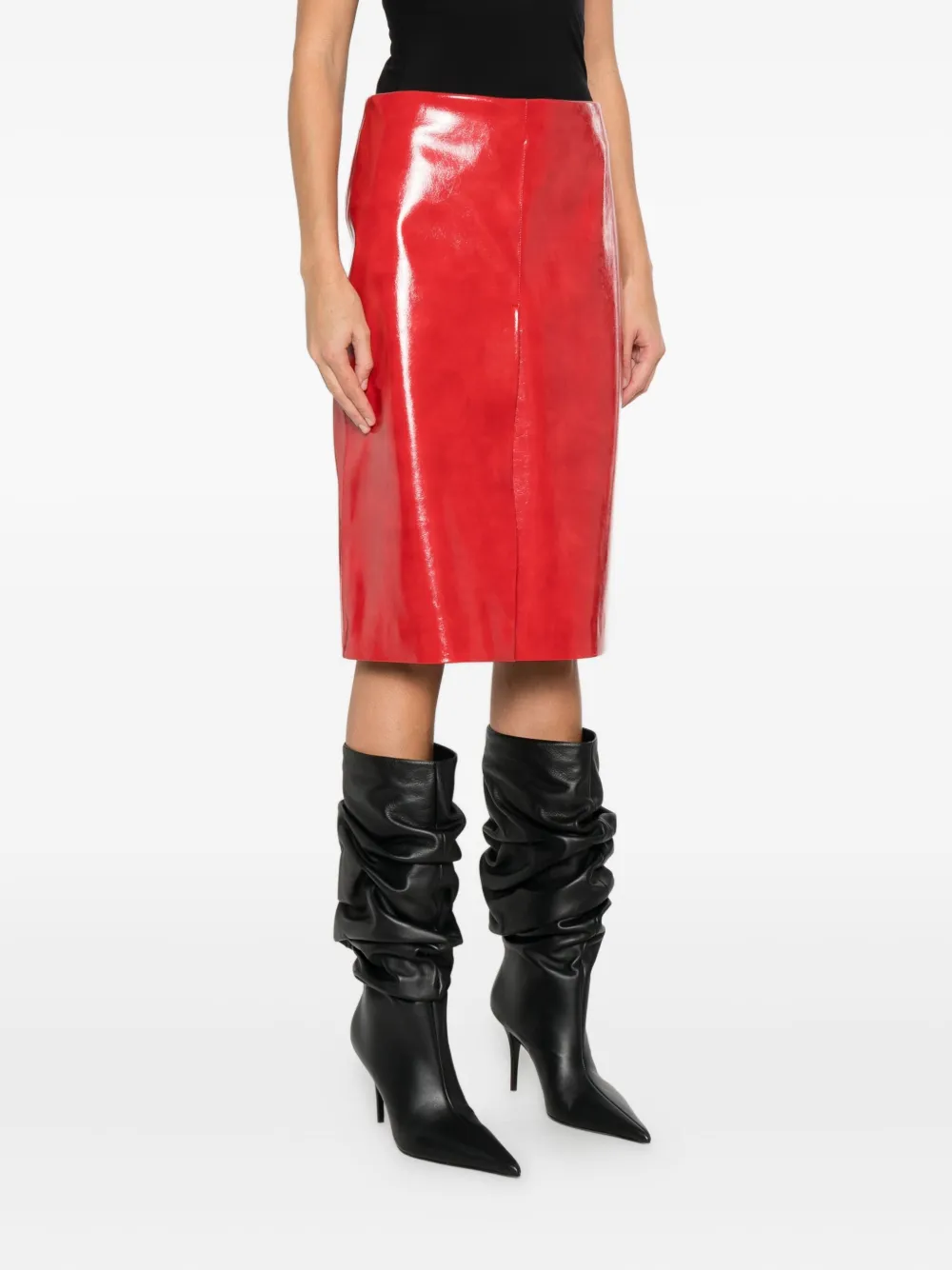 Msgm High-waisted Fitted Skirt In Red