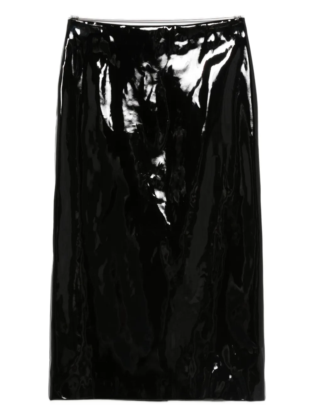 Msgm Patent-finish Faux-leather Midi Skirt In Black
