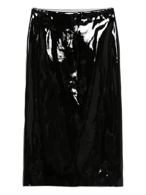 MSGM patent-finish faux-leather midi skirt