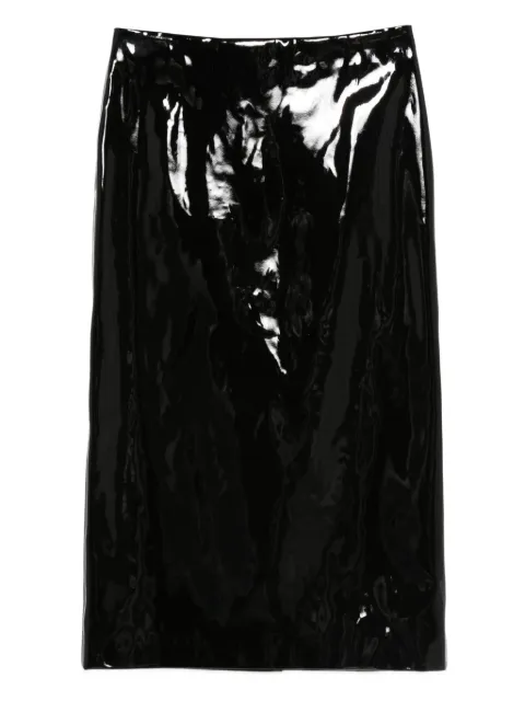 MSGM patent-finish faux-leather midi skirt