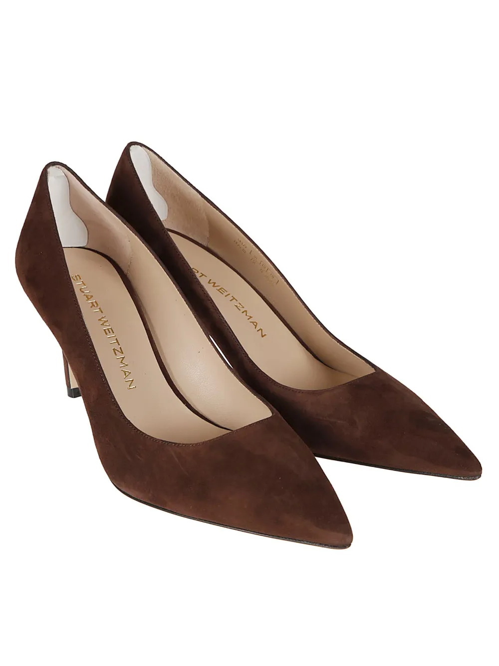 Stuart Weitzman 75 mm Stuart Power pumps met puntige neus Bruin
