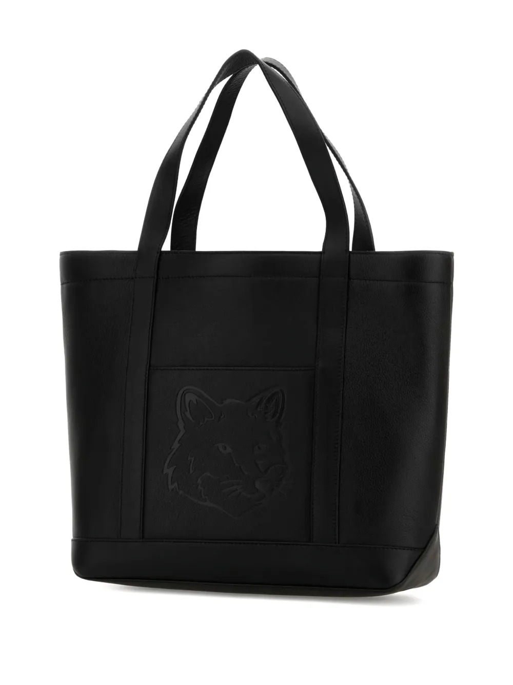 Maison Kitsuné Leren shopper met open bovenkant Zwart