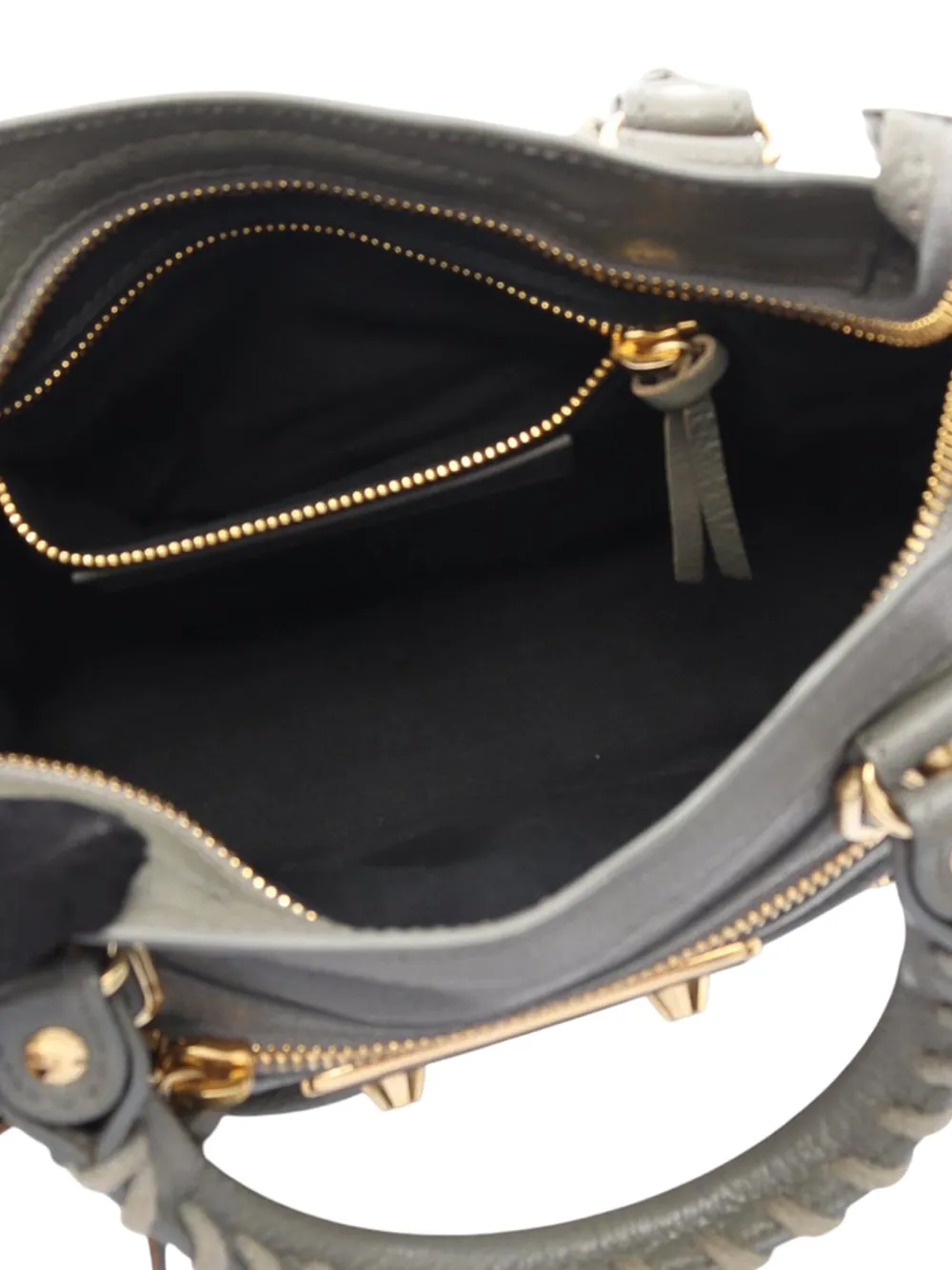 Pre-owned Balenciaga 2005-2025 Mini Chevre Motocross Classic Metallic Edge City Satchel In Gray