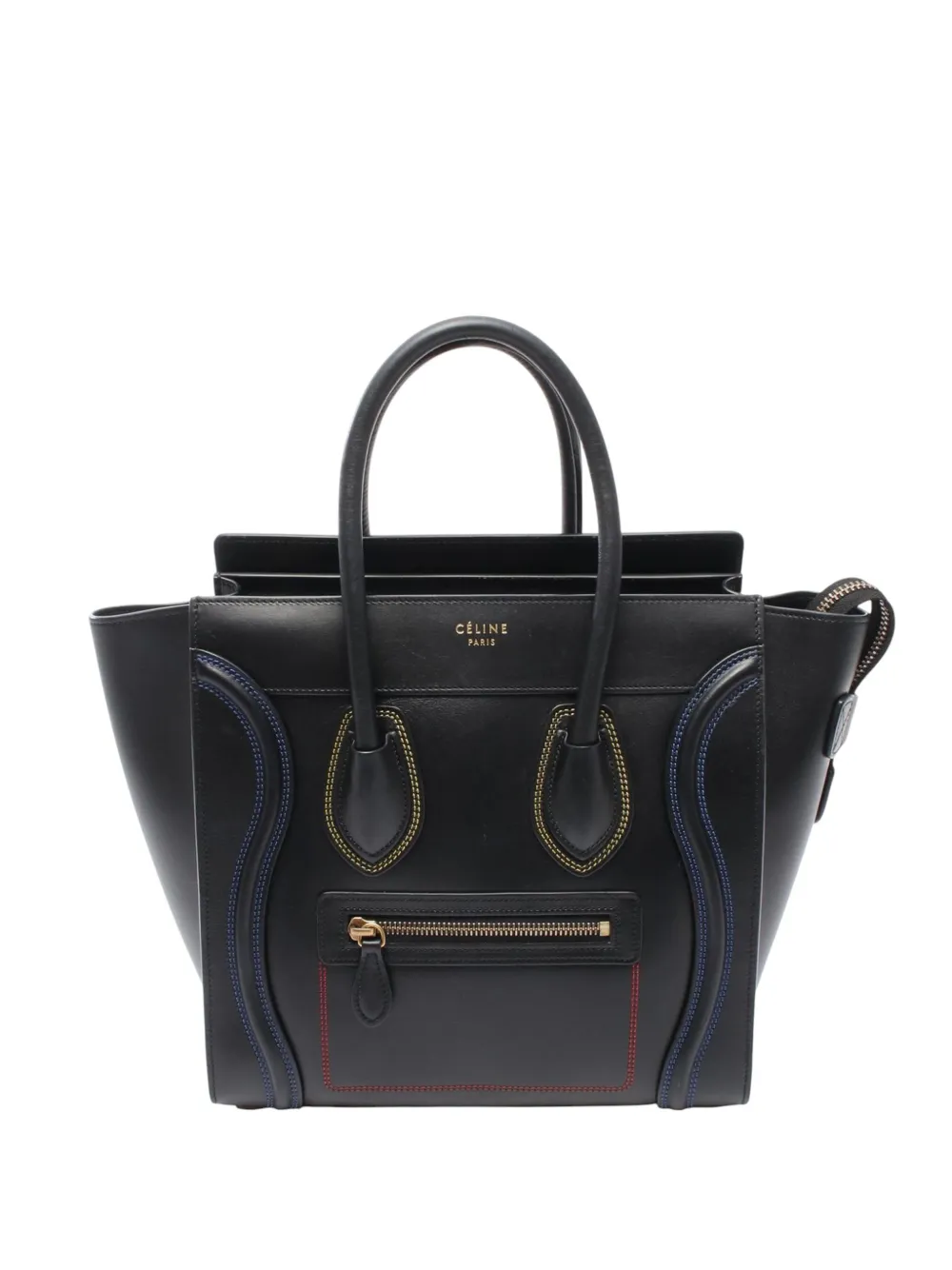 Celine Pre-Owned 2015 Micro Smooth Calfskin Double Stitching Luggage Tote handbag | Black | Image 1