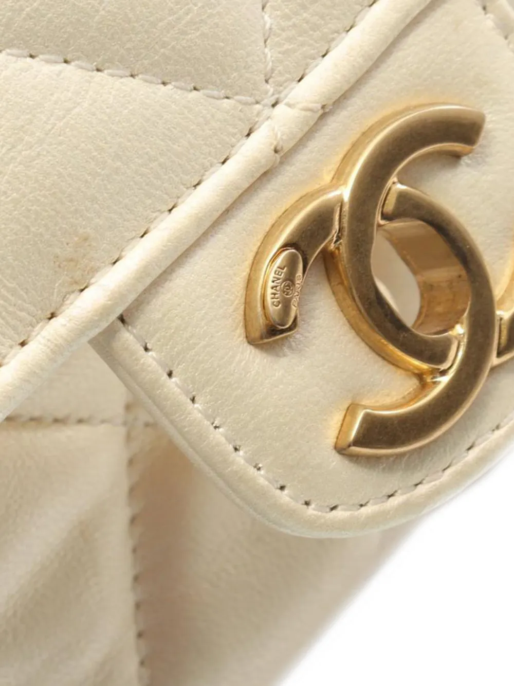 Pre-owned Chanel 2021-2025 Cc Quilted Lambskin Top Handle Bag Satchel In Brown
