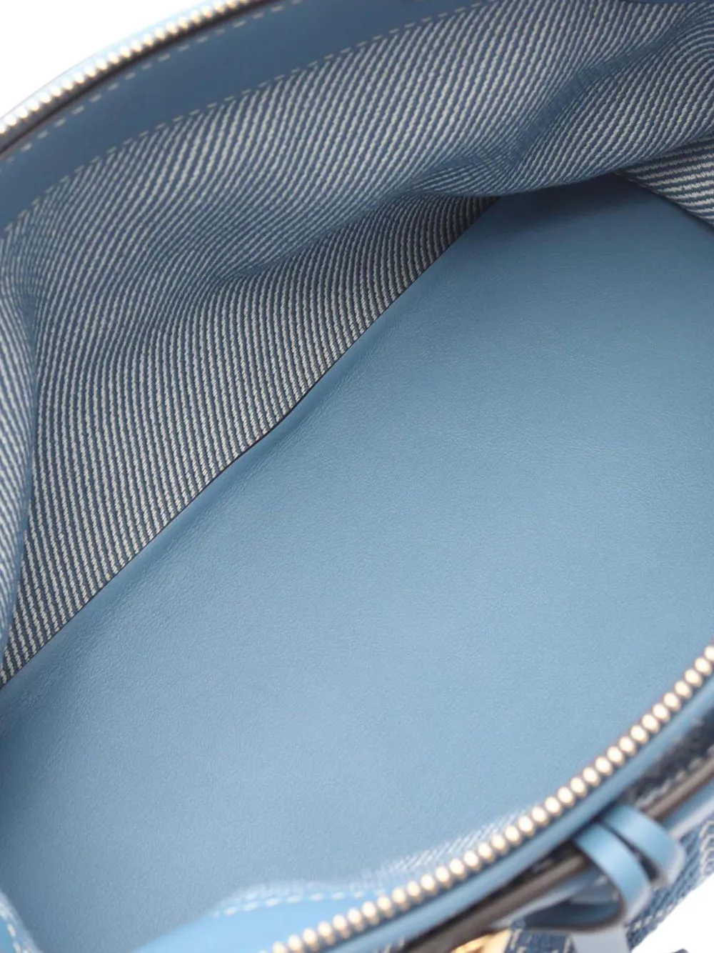 Pre-owned Fendi 2010-2025 Medium Denim Effect Ff Jacquard By The Way Soft Satchel In Blue