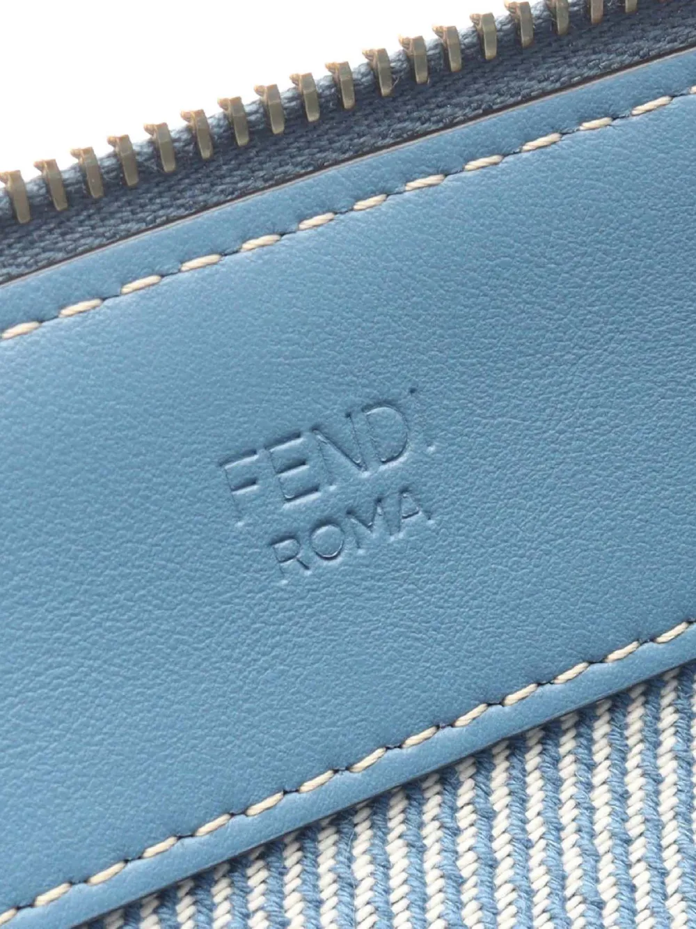 Pre-owned Fendi 2010-2025 Medium Denim Effect Ff Jacquard By The Way Soft Satchel In Blue