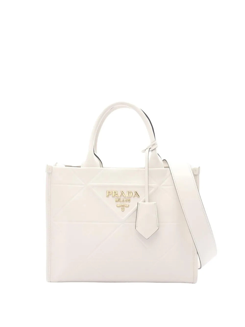 Pre-owned Prada 2013-2025 Small Soft Calf Symbole Satchel In White