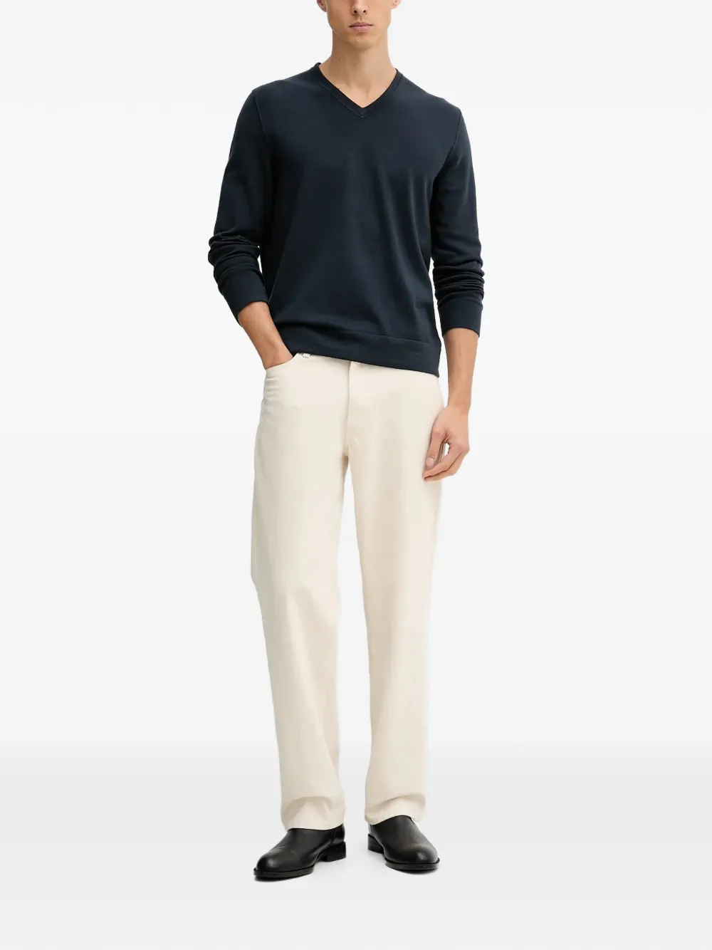 Marc O'Polo V-neck long-sleeve sweater - Blauw