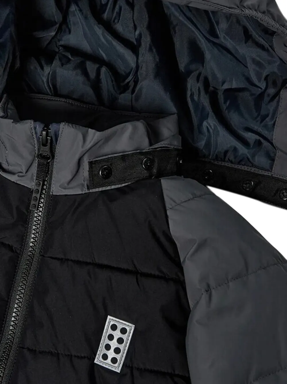 Lego 컬러 블록 후드 재킷 In Black