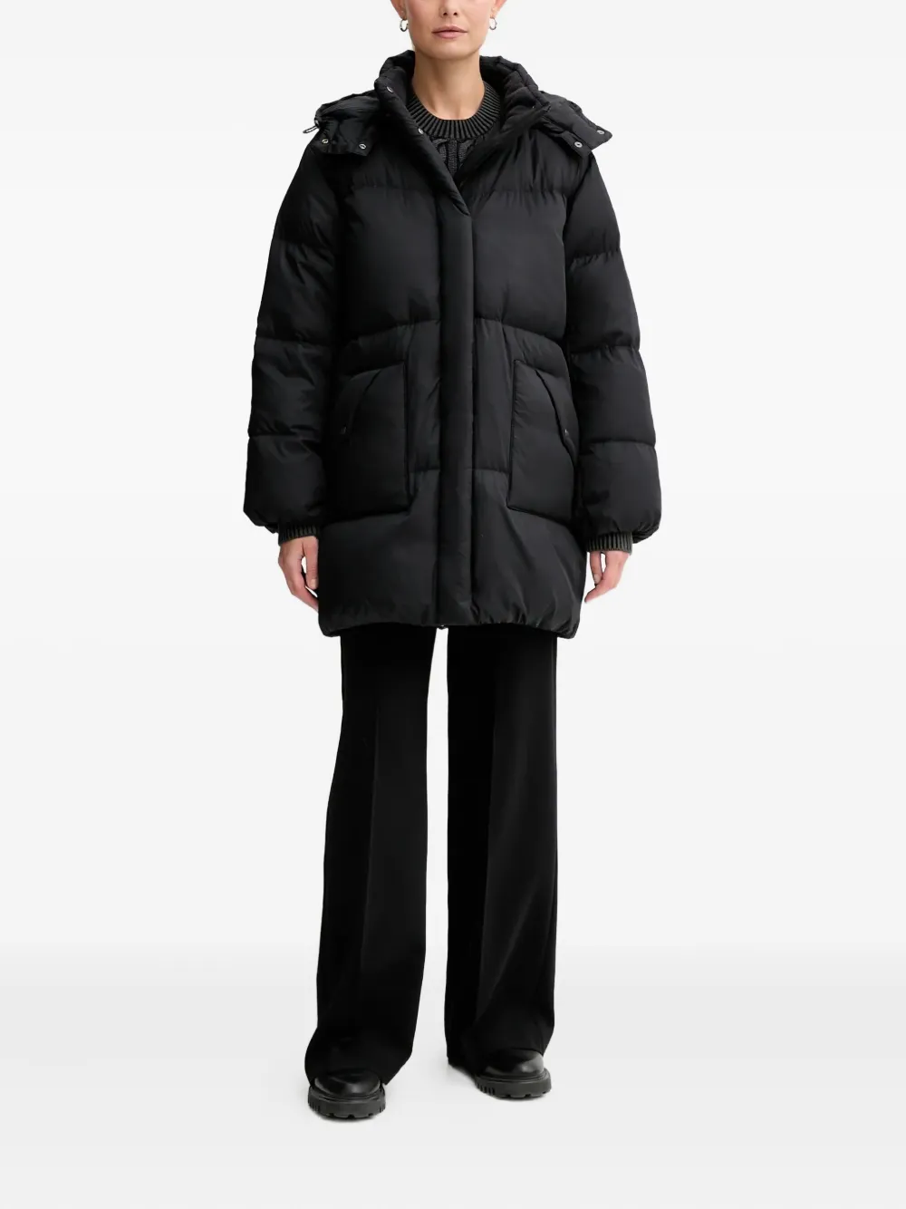 Levi's Western Bubble hooded pocket coat - Zwart