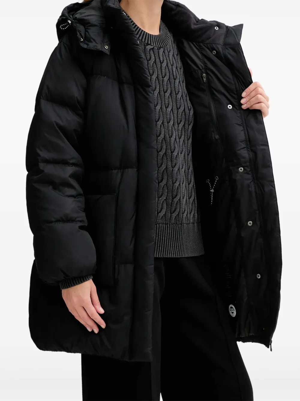Levi's Western Bubble Hooded Pocket Coat In Black