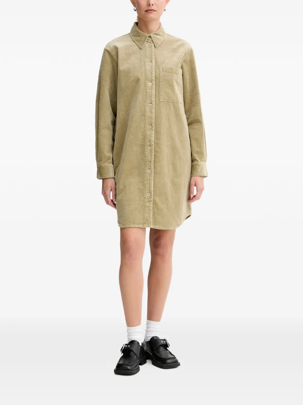 Marc O'Polo Ribfluwelen mini-jurk Groen