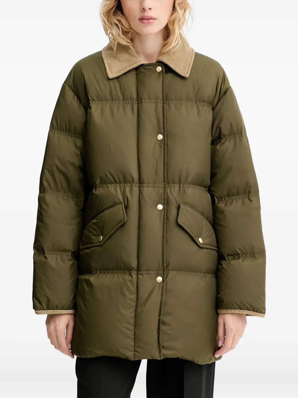 Marc O'Polo button corduroy-collar coat | Green | Image 1
