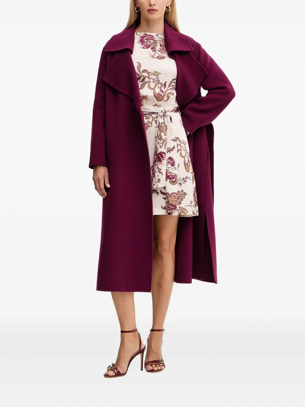 SIMONA CORSELLINI Wollen jas met ceintuur - Paars