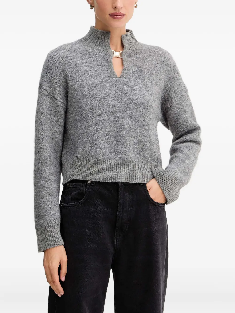 SIMONA CORSELLINI mock-neck embellished sweater | Grey | Image 1