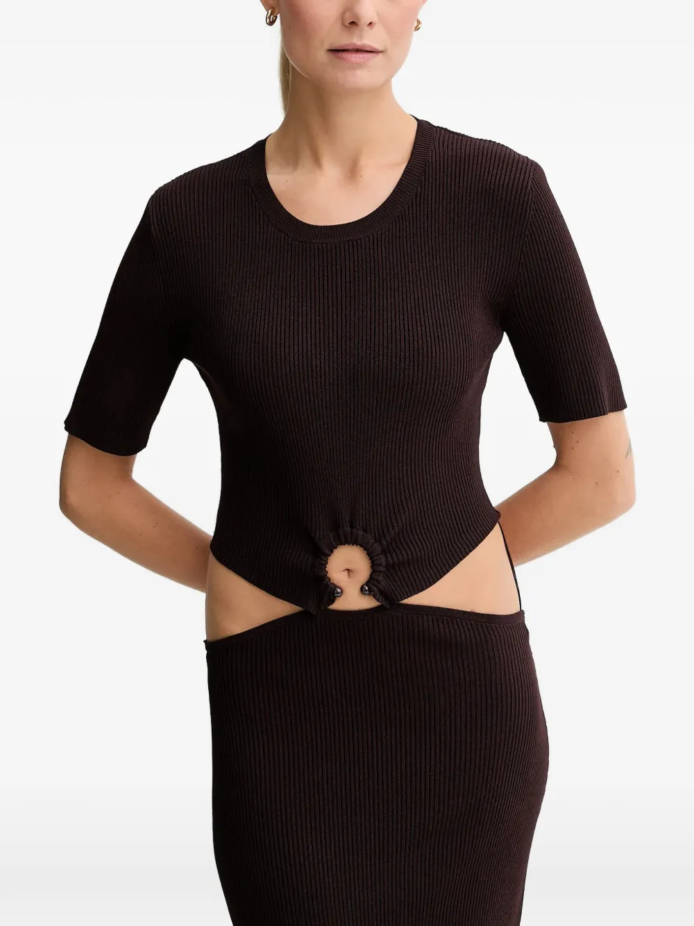 Sessun Cut-out Midi Dress In Brown