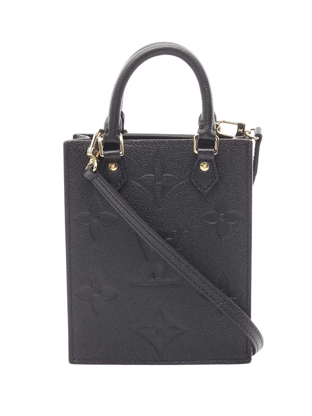 Pre-owned Louis Vuitton 2021-2025 Monogram Empreinte Petit Sac Plat Satchel In Black