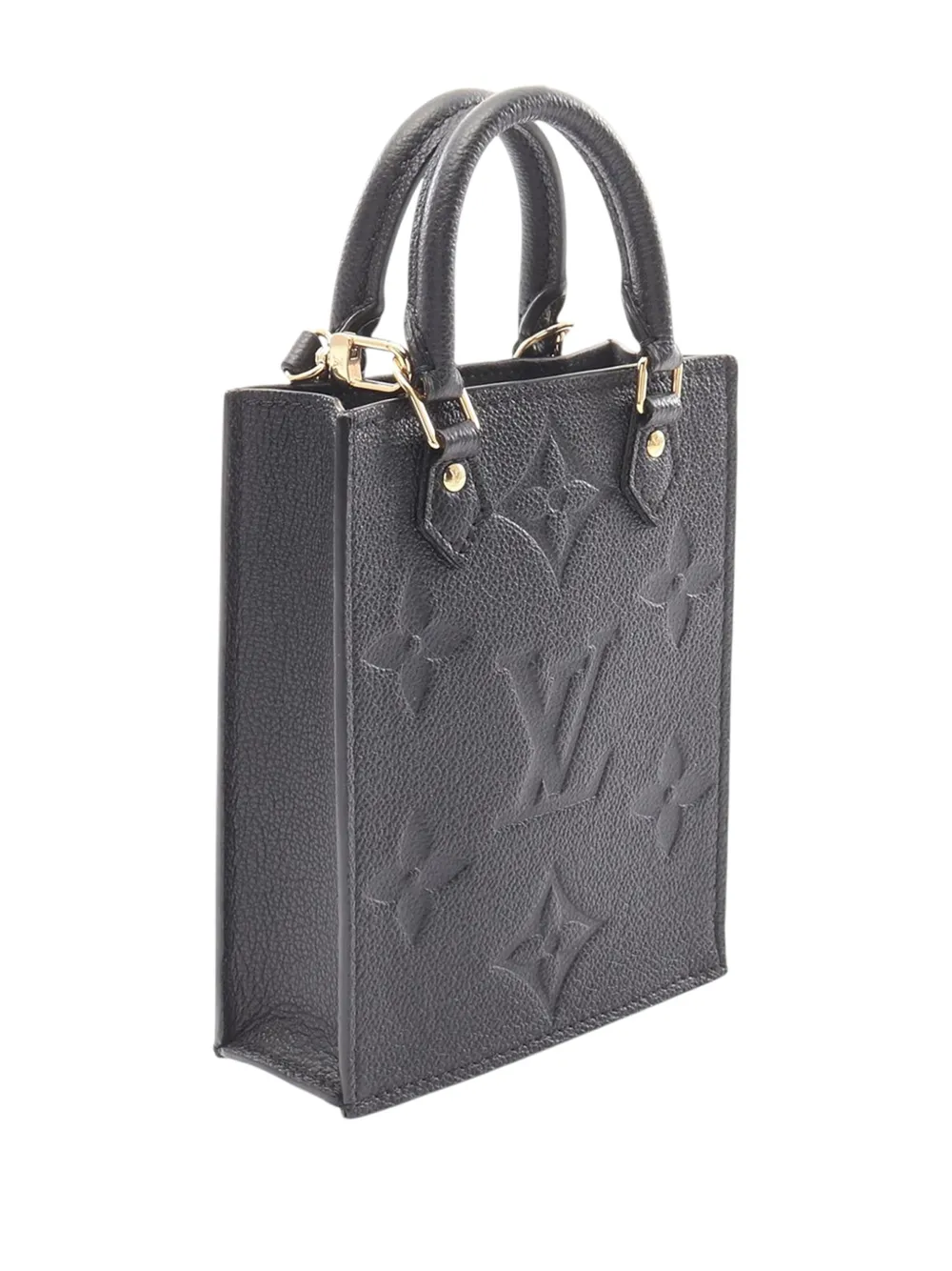 Pre-owned Louis Vuitton 2021-2025 Monogram Empreinte Petit Sac Plat Satchel In Black