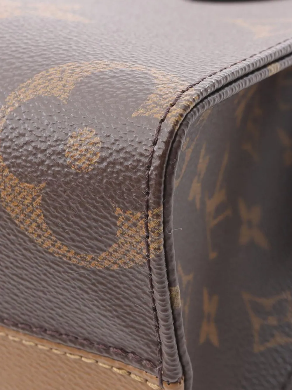 Pre-owned Louis Vuitton 2021-2025 Monogram Reverse Giant Onthego Pm Satchel In Brown