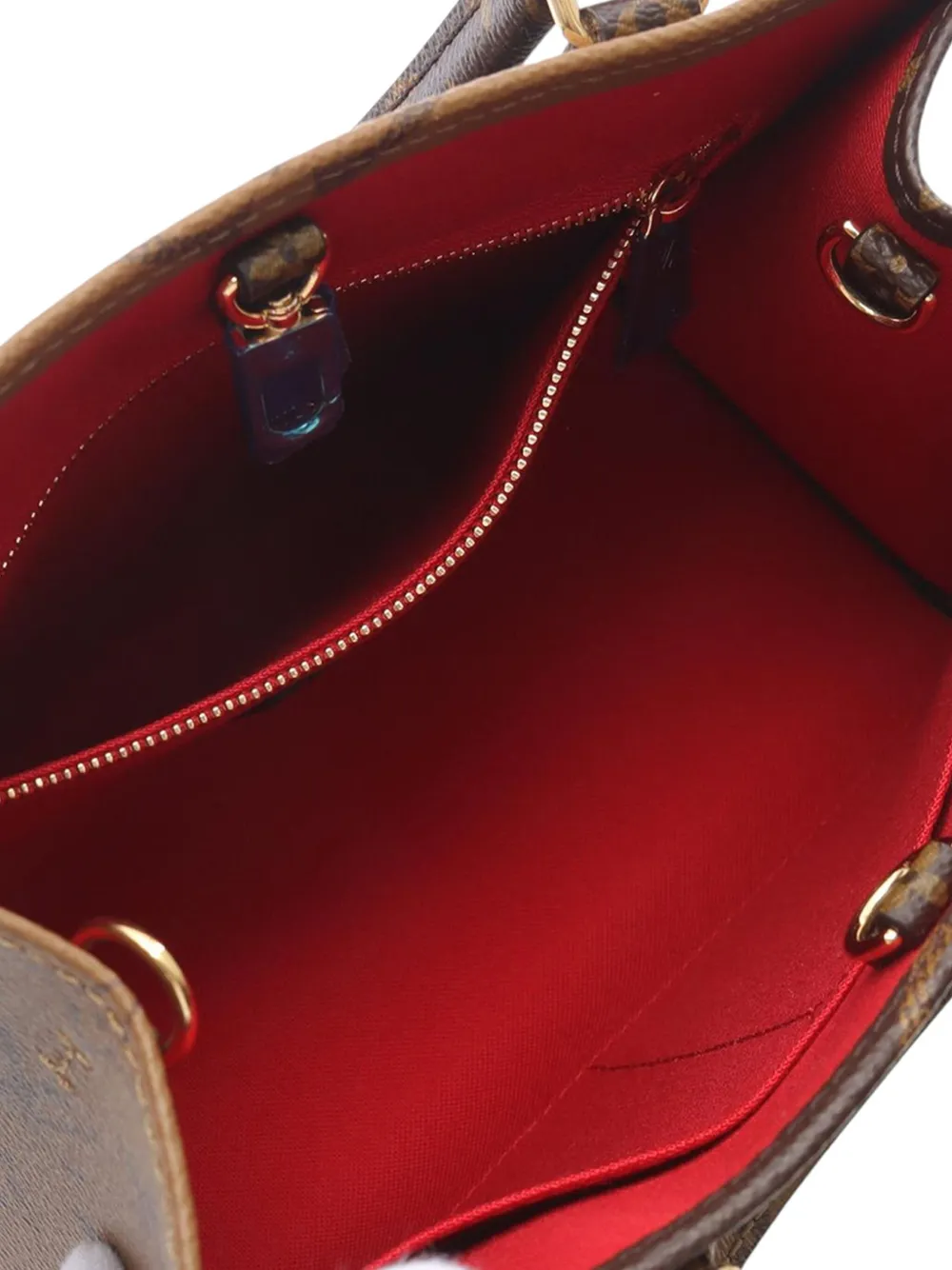 Pre-owned Louis Vuitton 2021-2025 Monogram Reverse Giant Onthego Pm Satchel In Brown