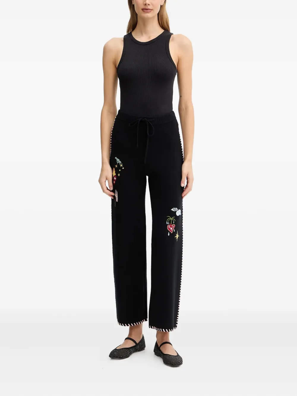 Never Fully Dressed Embroidered Track Pants In Black