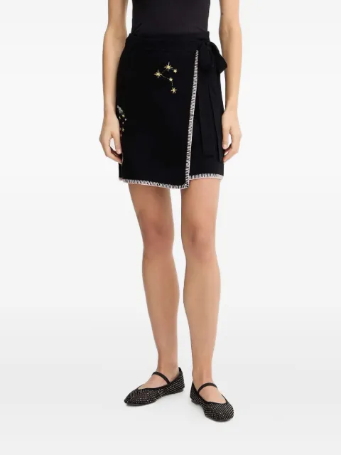 NEVER FULLY DRESSED embroidered tie mini skirt