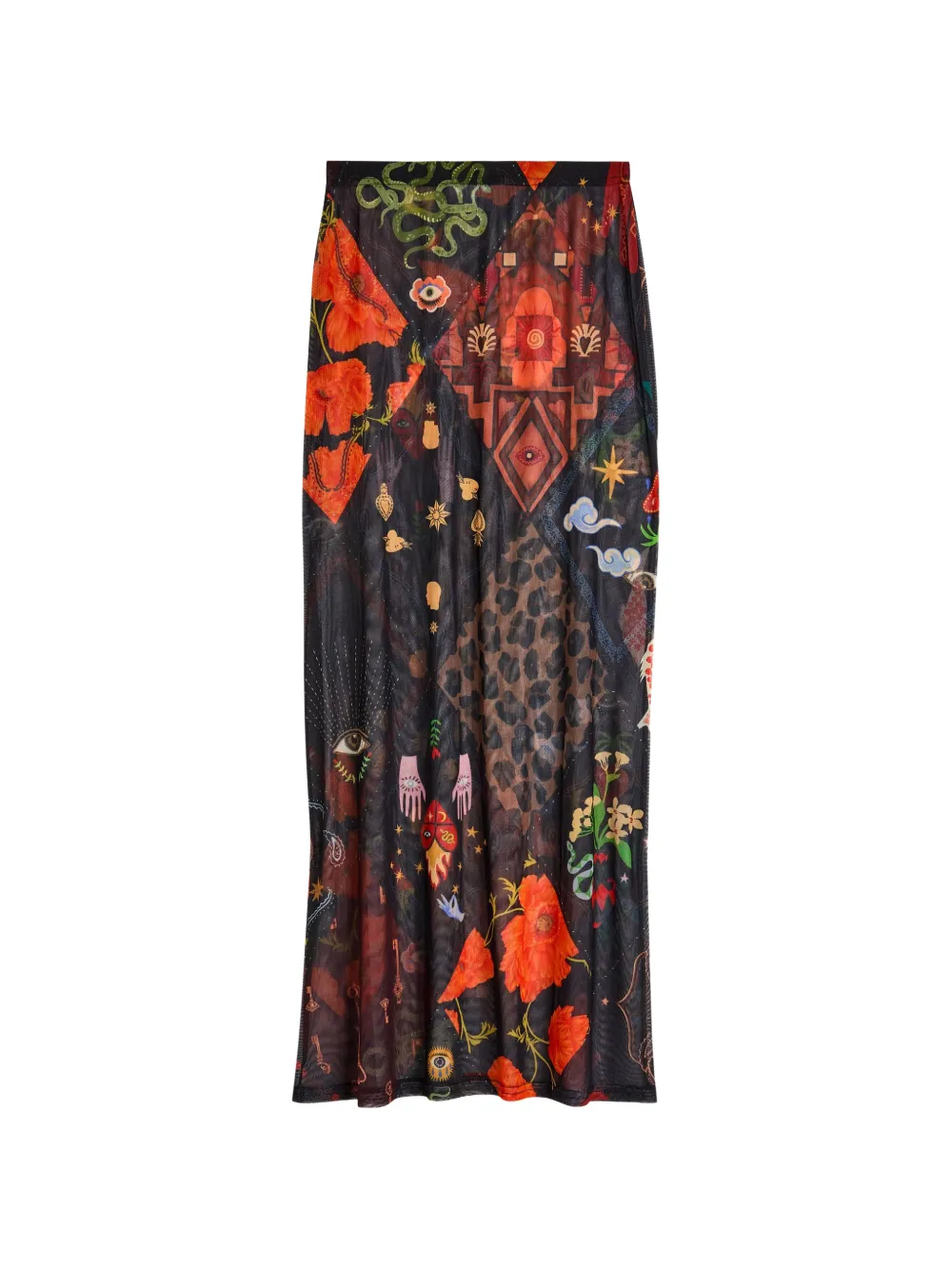 NEVER FULLY DRESSED patchwork midi skirt - Nero