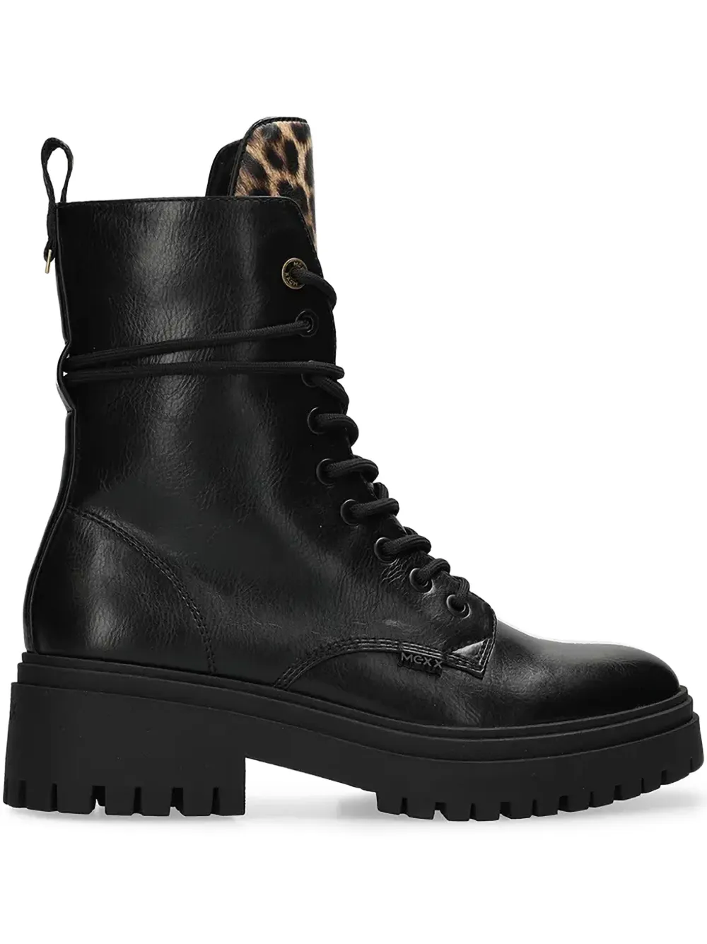 MEXX leopard panel lace-up boots - Nero