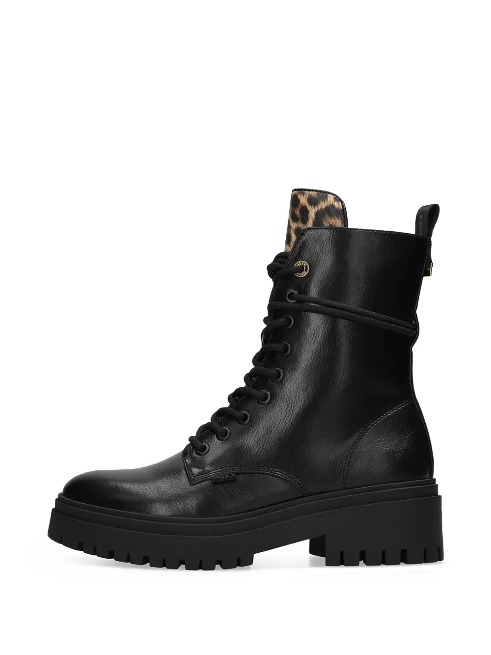  Mexx Bottines Lacées à Empiècement Léopard - Noir 