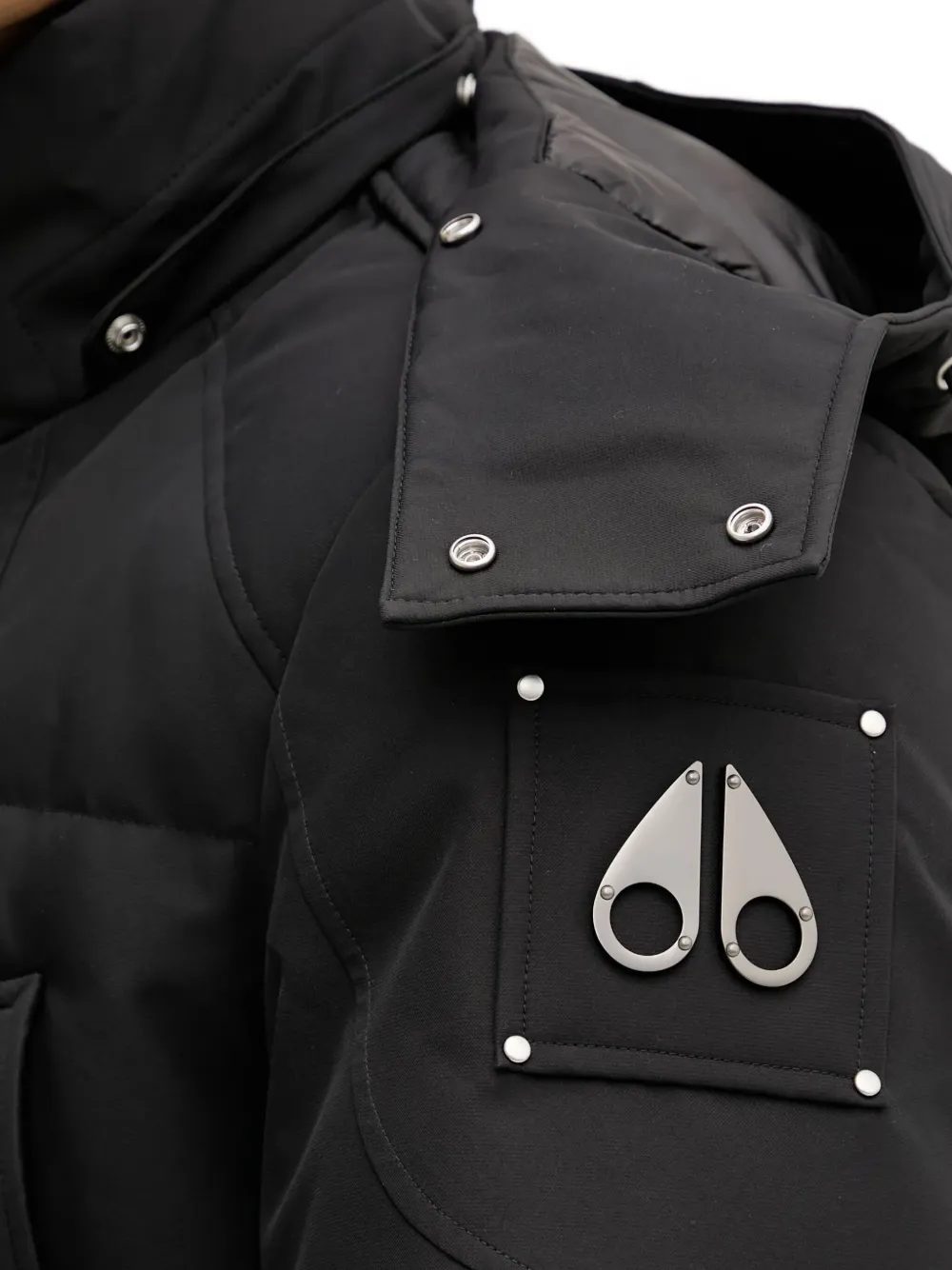 Moose Knuckles Jack met capuchon en logopatch Zwart