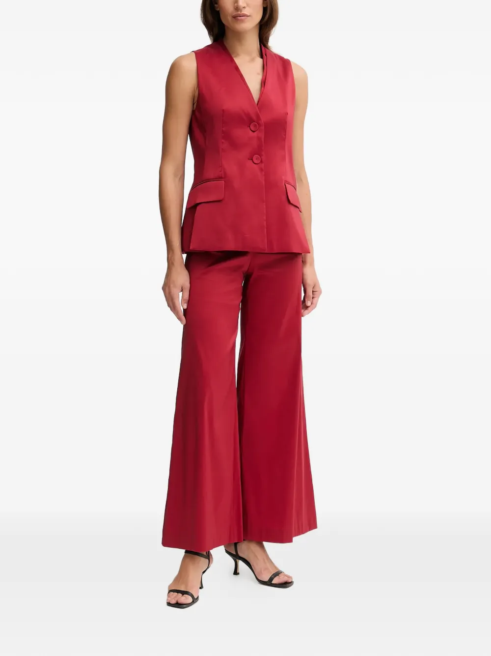  Pedro Del Hierro Buttoned V-neck Top - Red 