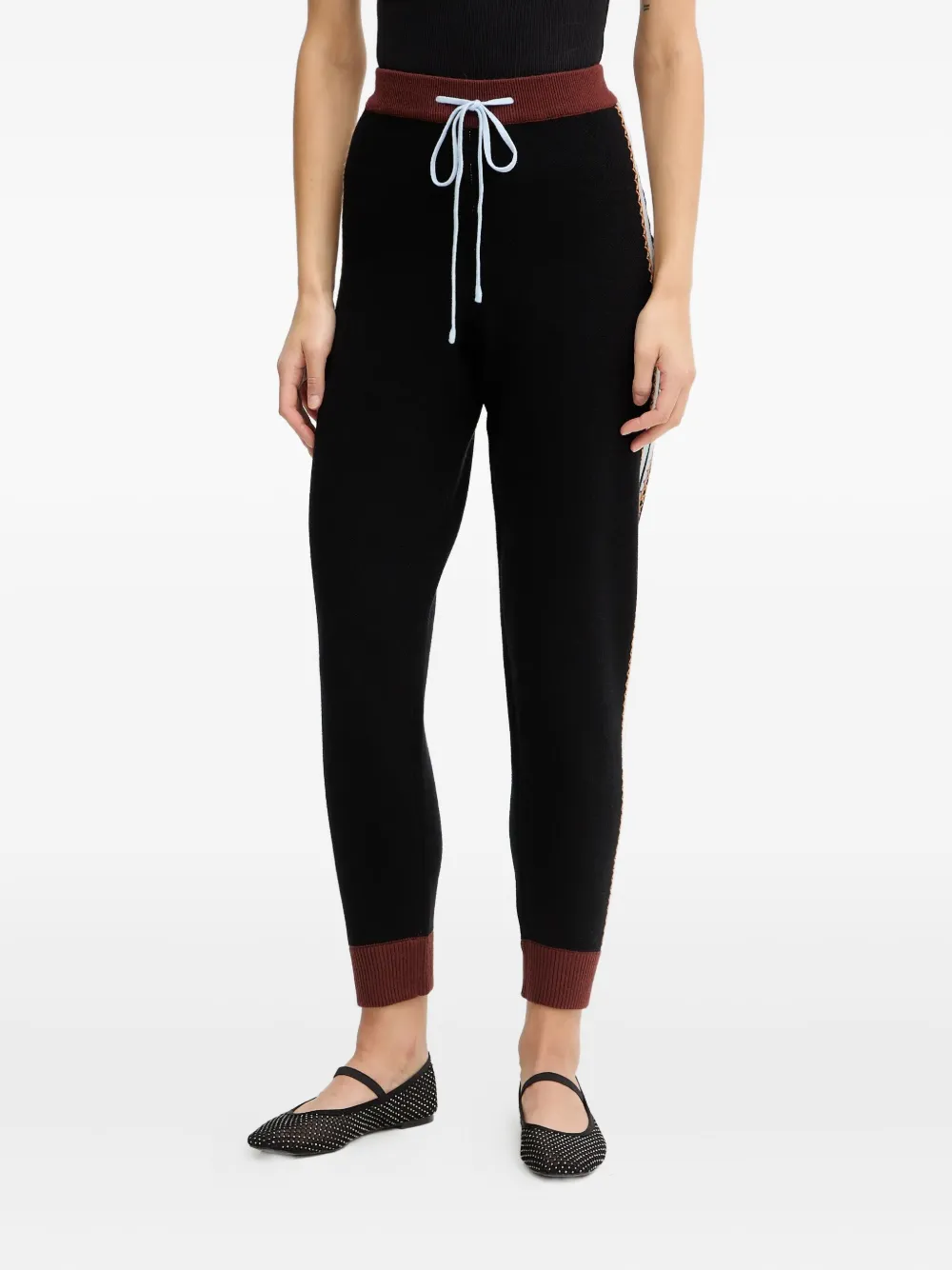 NEVER FULLY DRESSED drawstring palm tree track pants - ブラック NEVER FULLY DRESSED drawstring palm tree track pants - ブラック