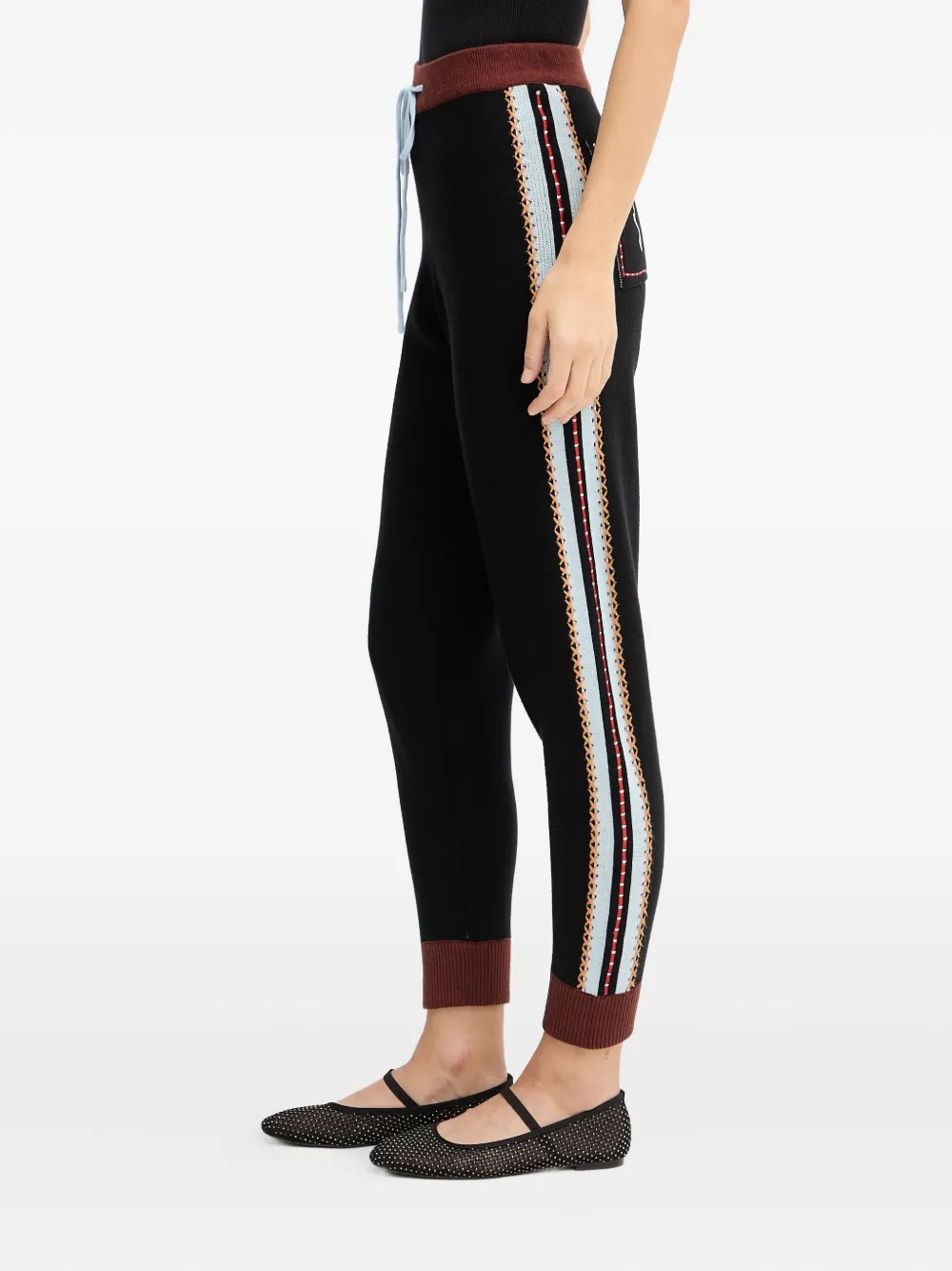 Never Fully Dressed Drawstring Palm Tree Track Pants In Black