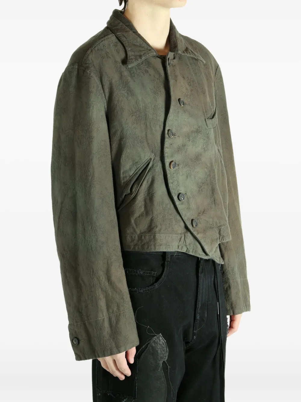 Ziggy Chen Curved Hem Shirt Jacket In Green