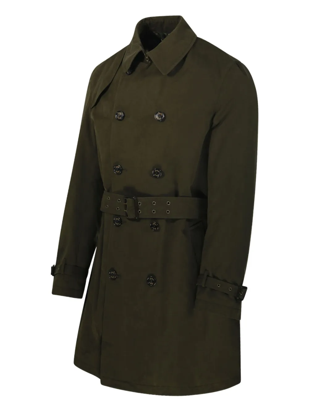 Sealup Double-breasted Belted Coat In Green