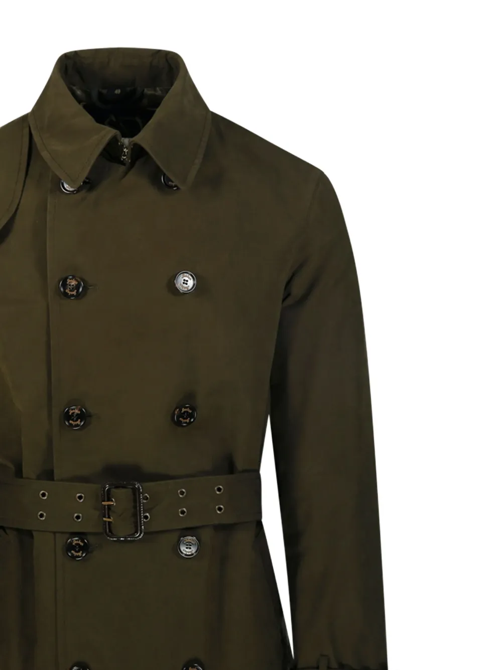 Sealup Double-breasted Belted Coat In Green